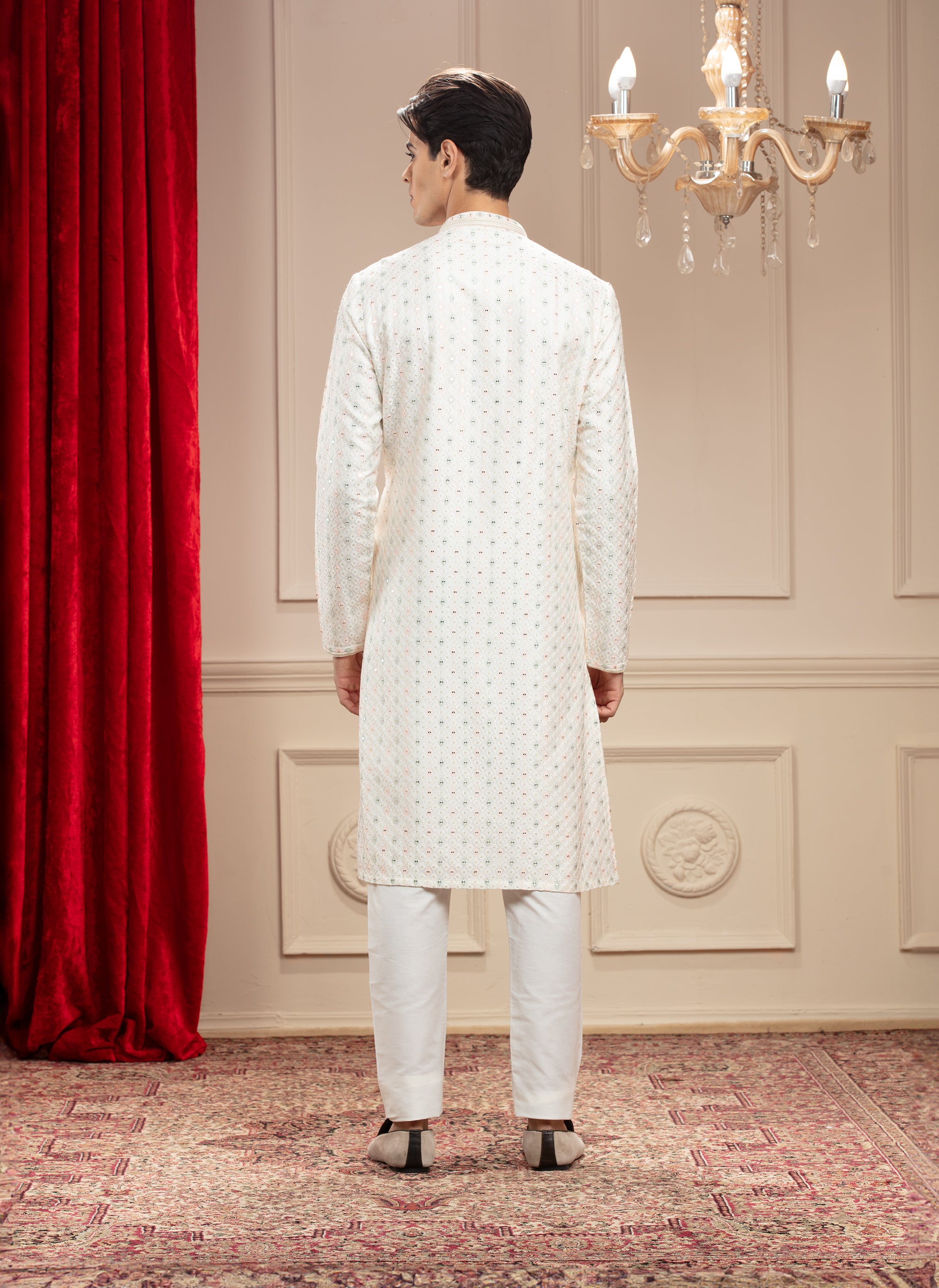 Milky White Banarasi Silk Kurta Set With Dupatta