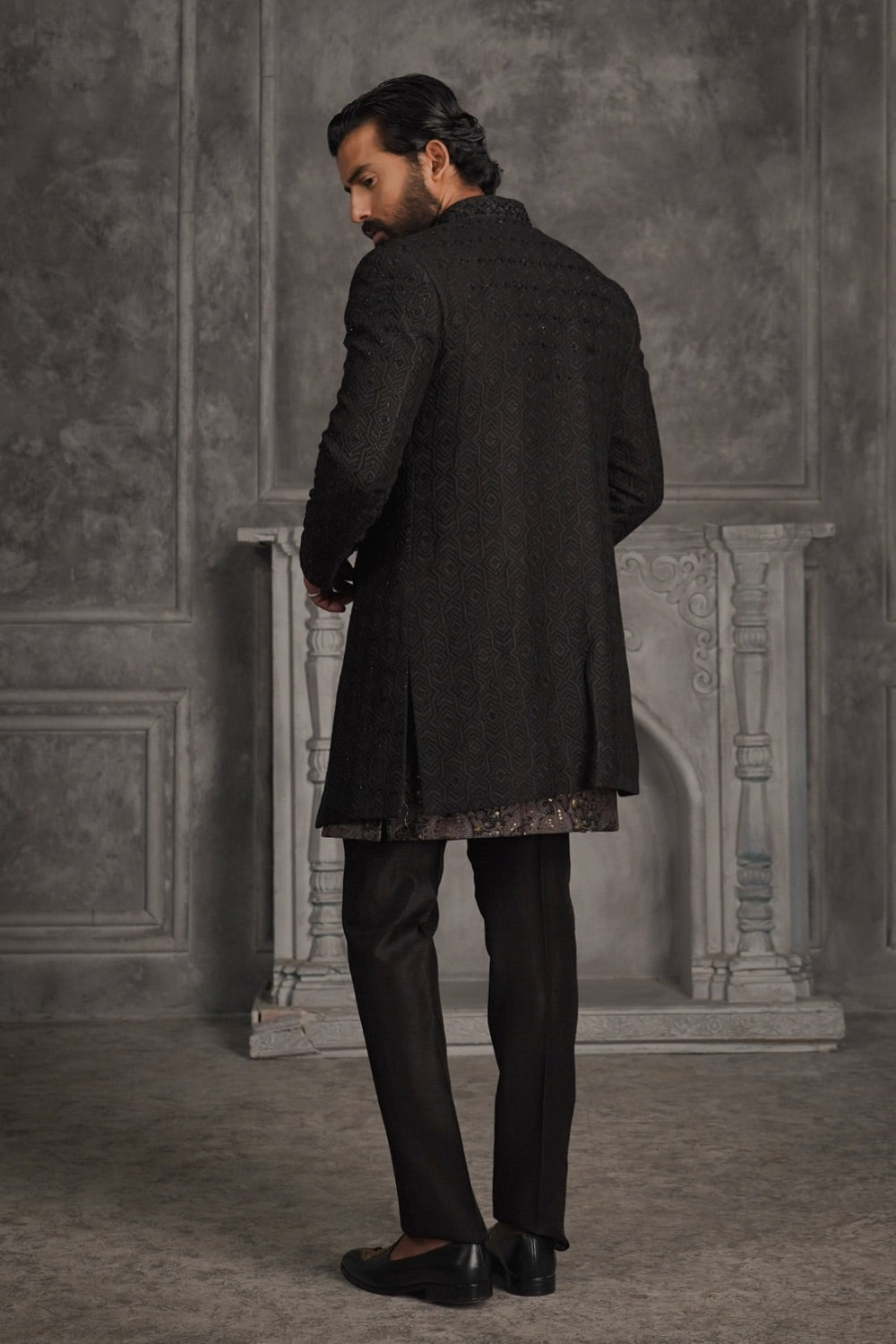 Dark Brown Open Jacket Indo Western