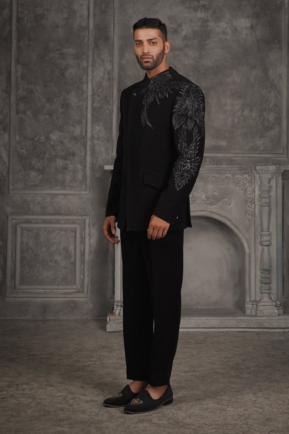 Black Imported Jodhpuri Set
