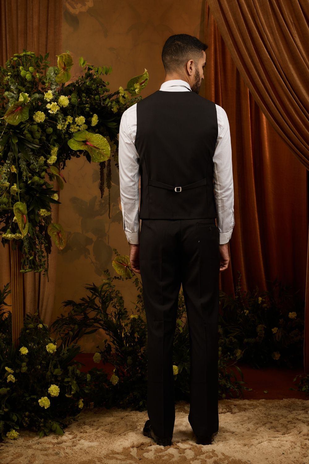 Black Silk Tuxedo With Jacquard Print