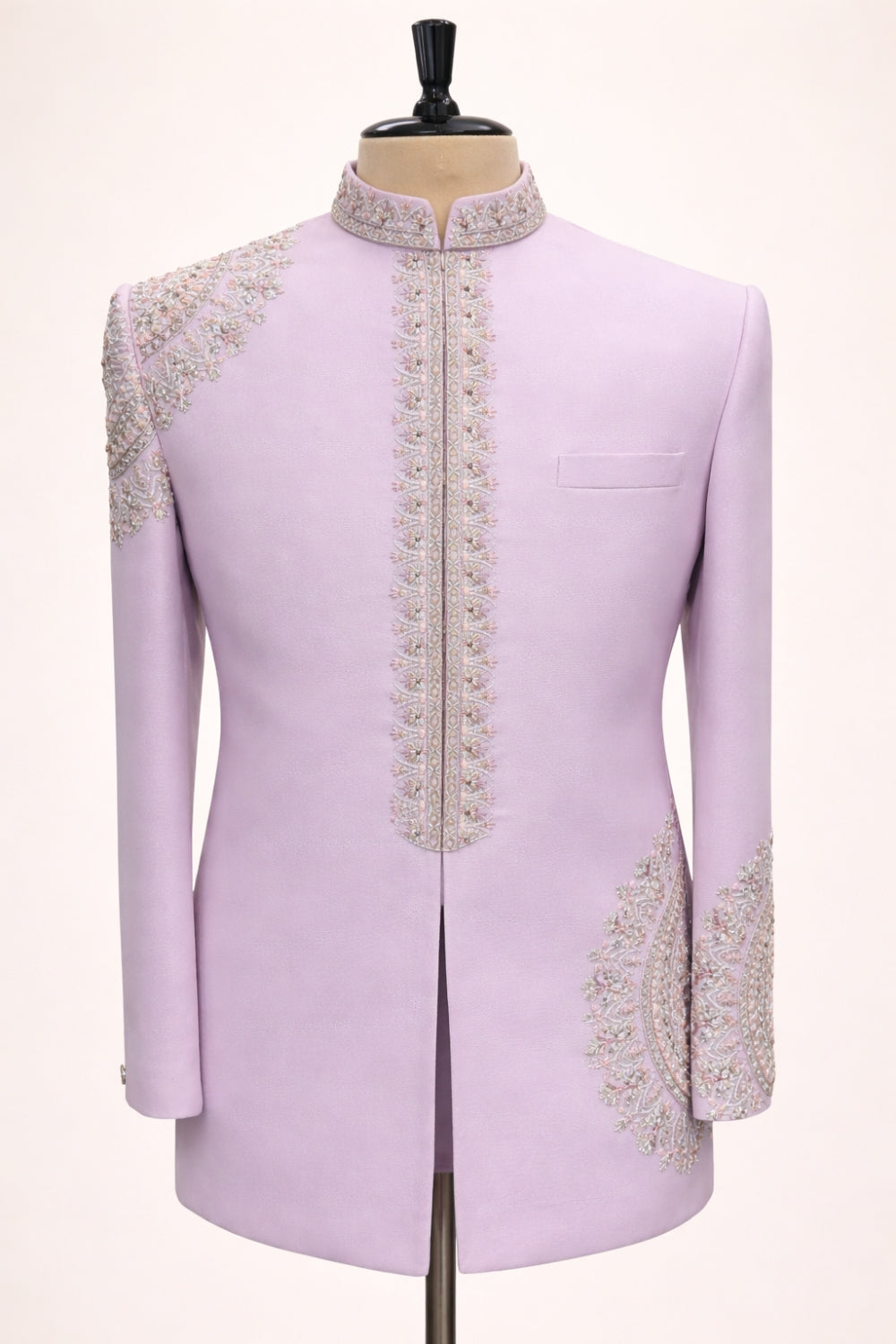 Baby Pink Imported Jodhpuri Set With Cutdana And Moti Work