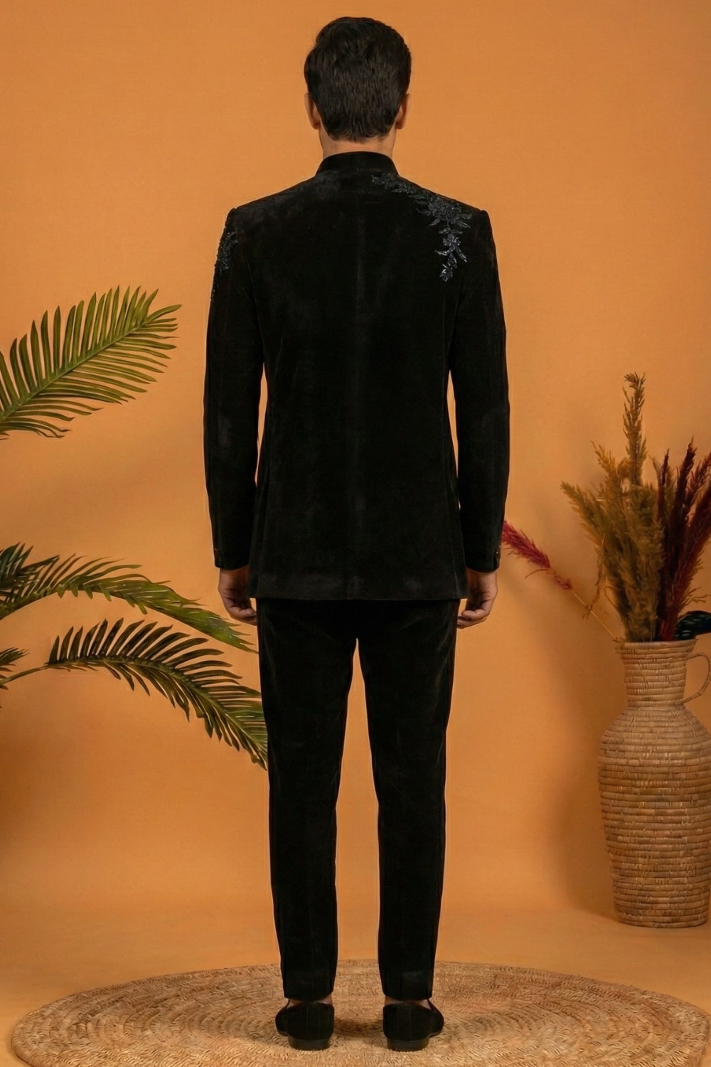 Black Velvet Indo Western With Cutdana And Moti Work