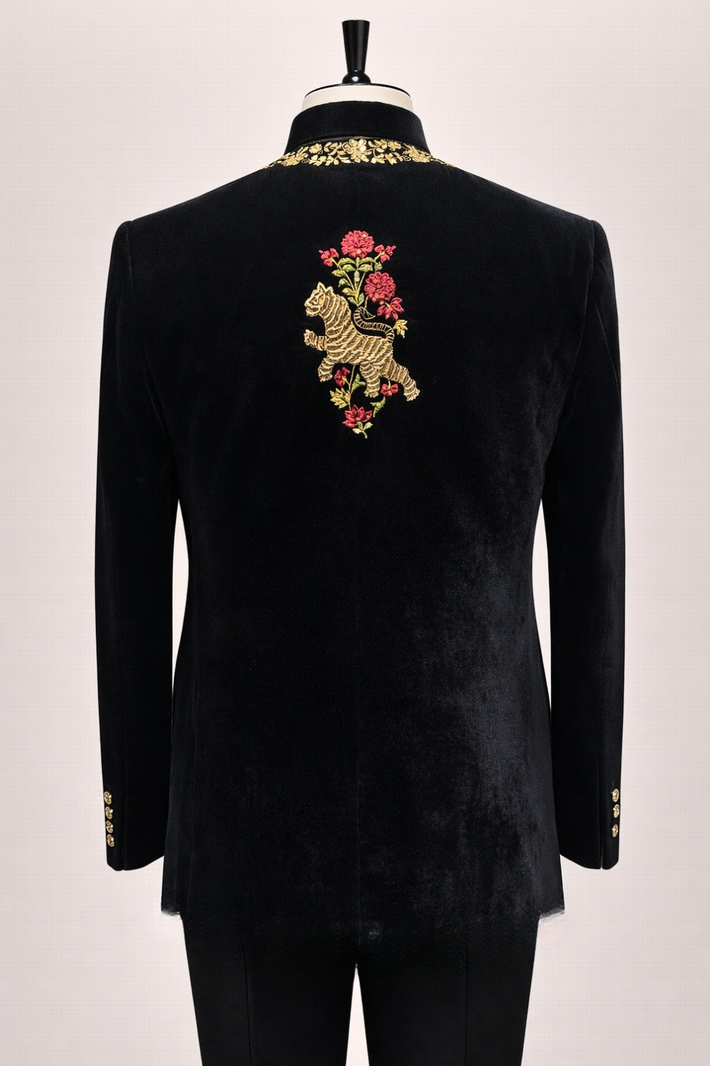 Black Velvet Jodhpuri Set With Embroidery And Zardosi