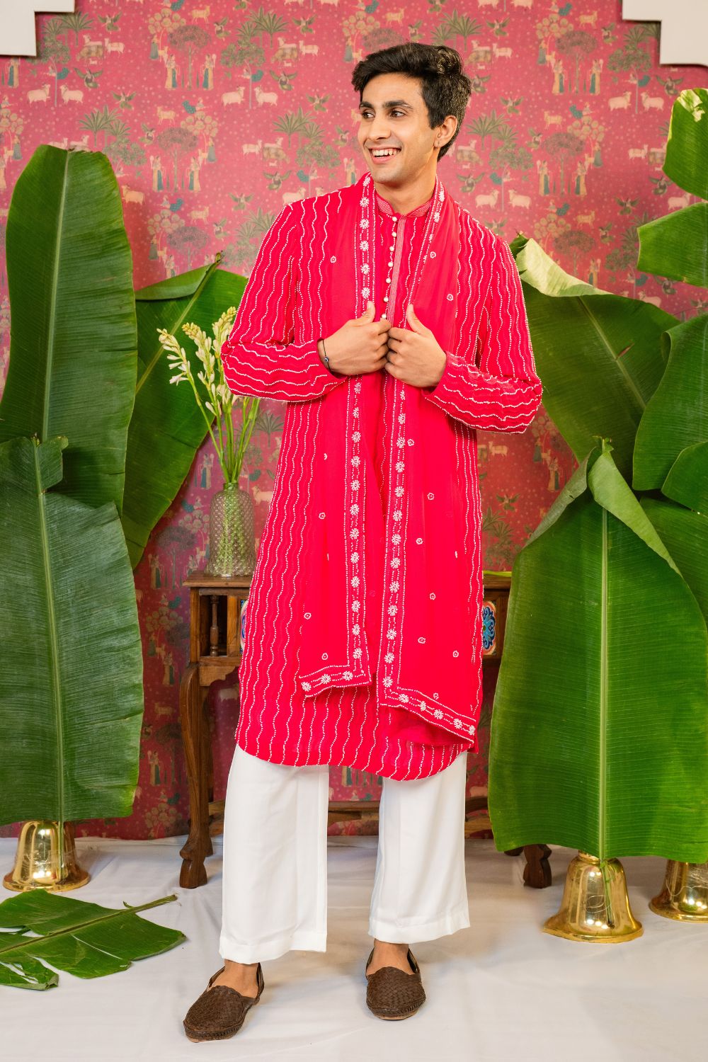 Georgette Kurta Set With Embroidery Work And Parallel Pants