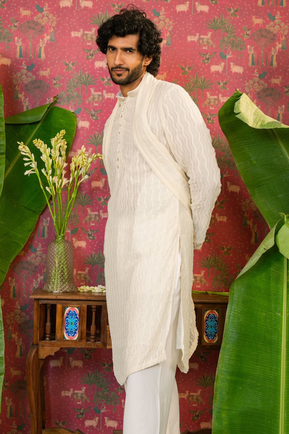 Georgette Kurta Set With Embroidery Work And Parallel Pants