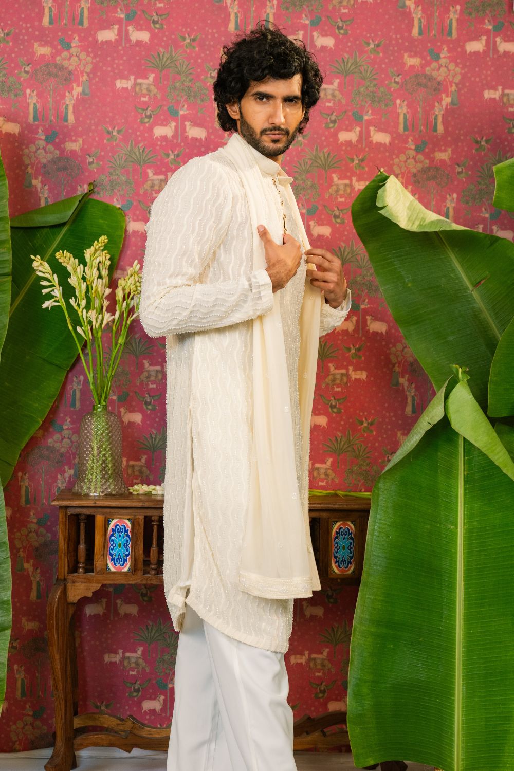 Georgette Kurta Set With Embroidery Work And Parallel Pants