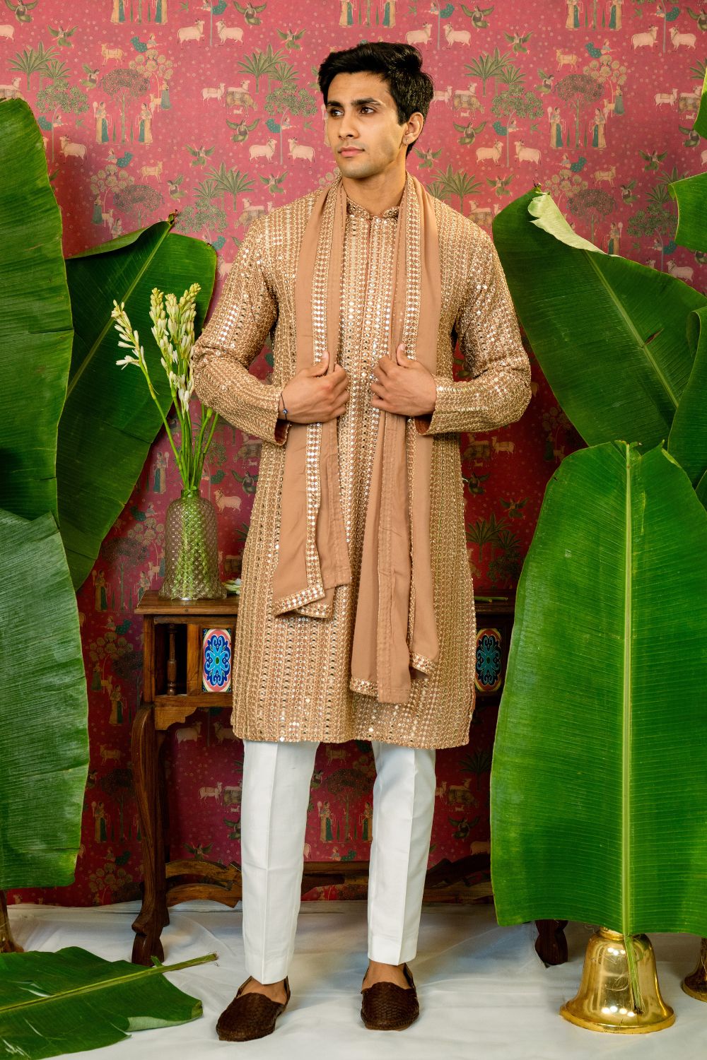 Georgette Kurta Set With Applique And Sequins Work
