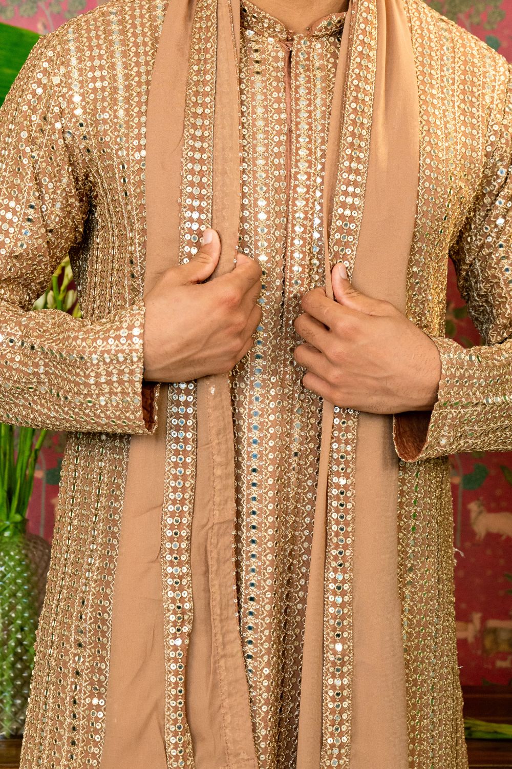 Georgette Kurta Set With Applique And Sequins Work