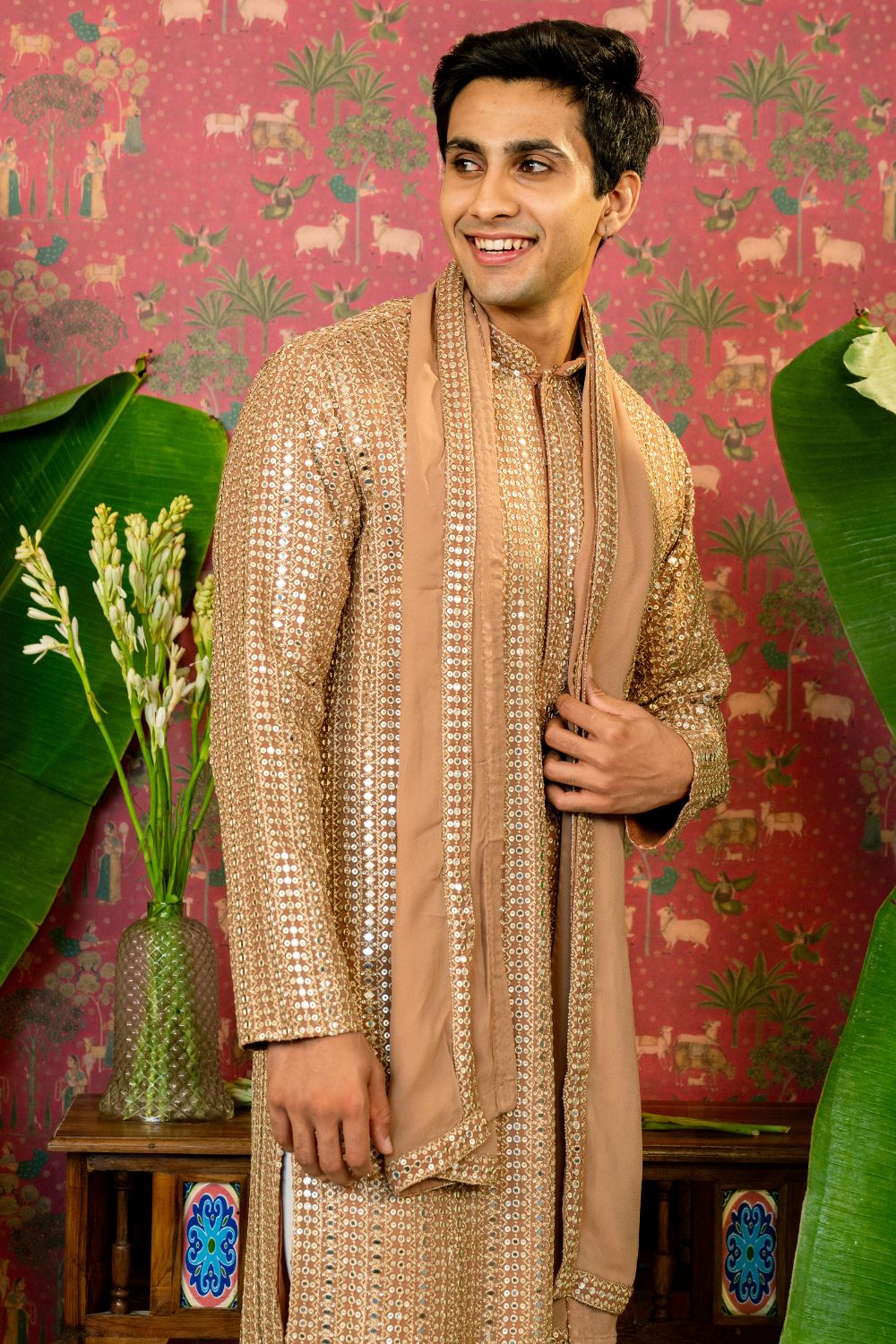 Georgette Kurta Set With Applique And Sequins Work