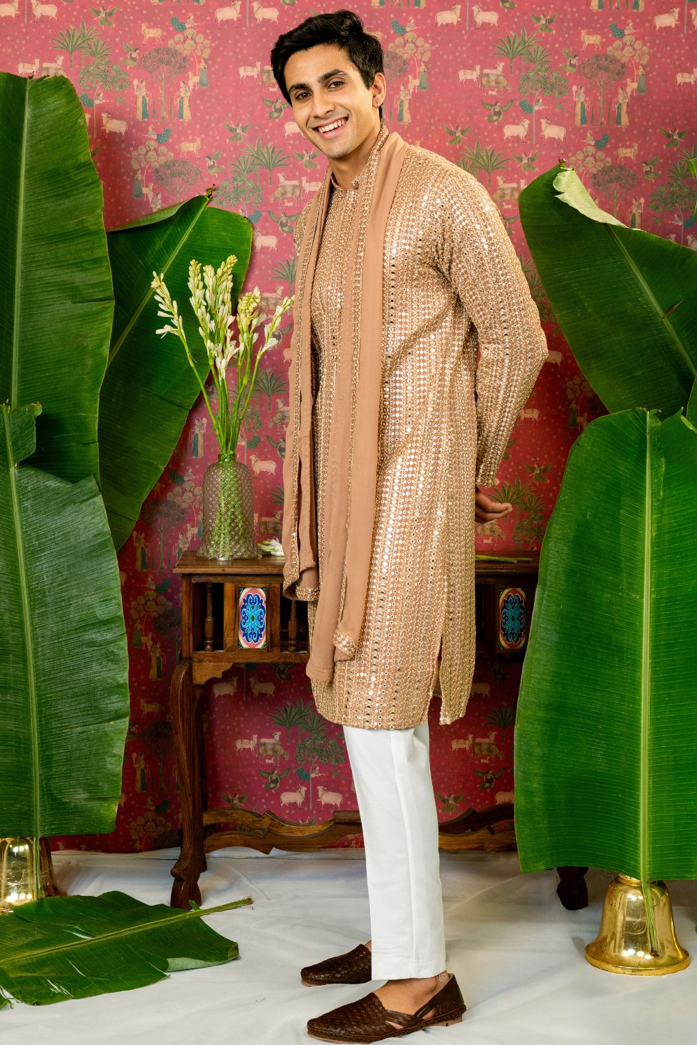 Georgette Kurta Set With Applique And Sequins Work
