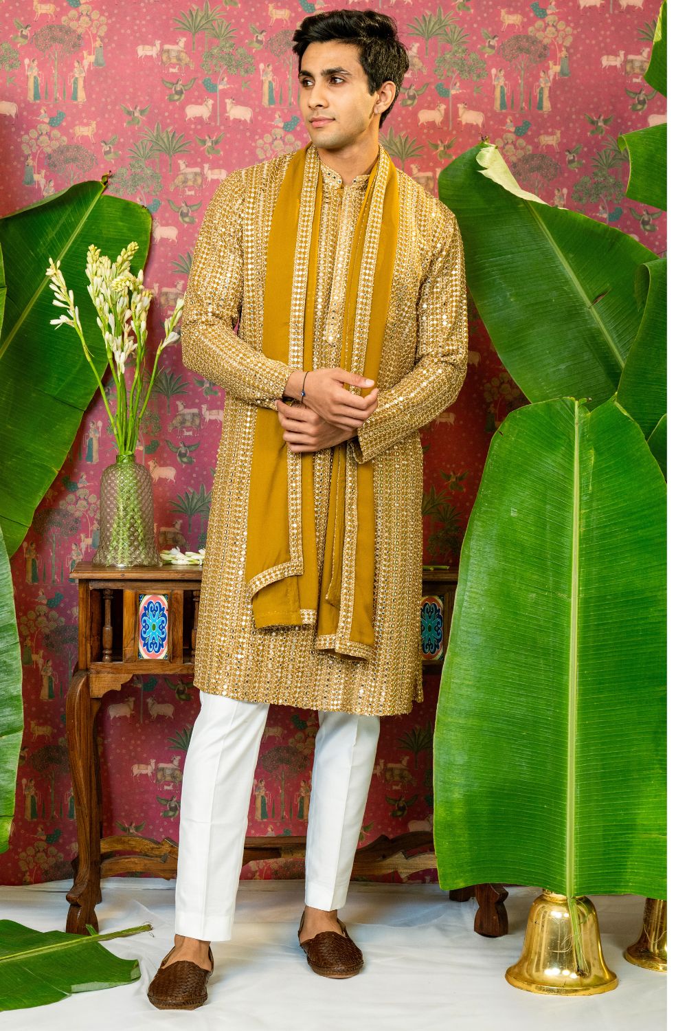 Georgette Kurta Set With Applique And Sequins Work