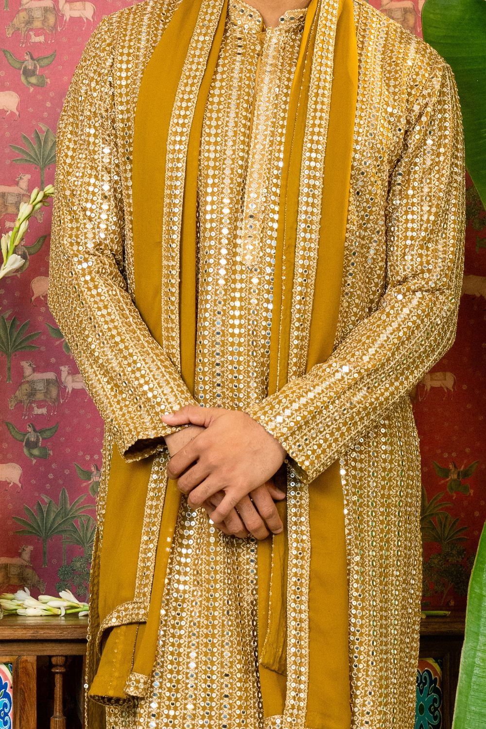 Georgette Kurta Set With Applique And Sequins Work