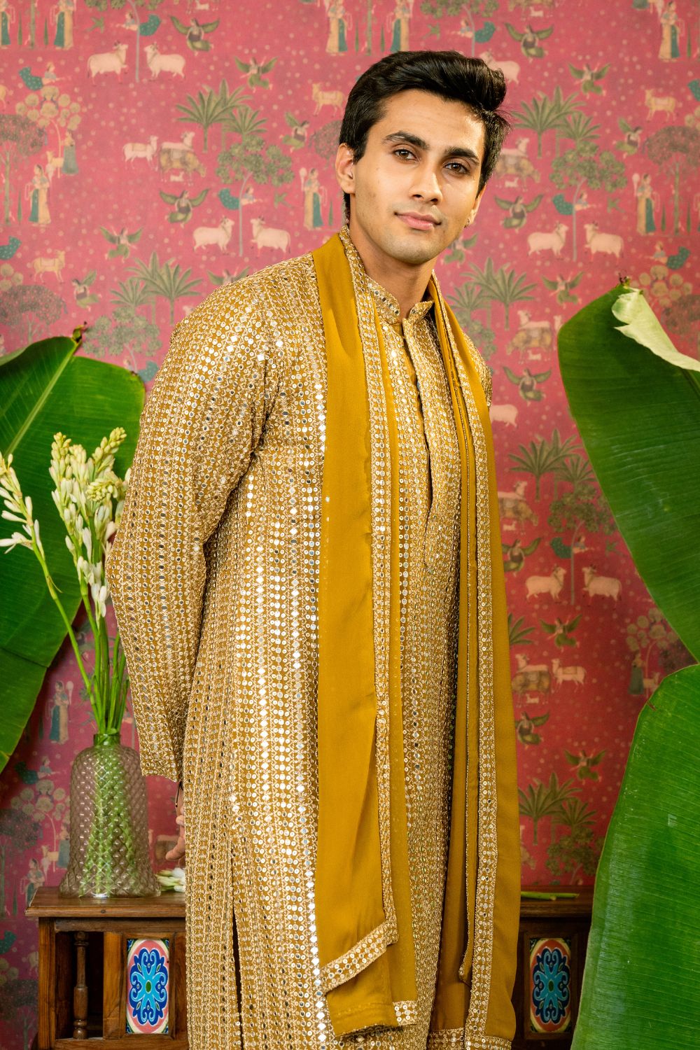 Georgette Kurta Set With Applique And Sequins Work