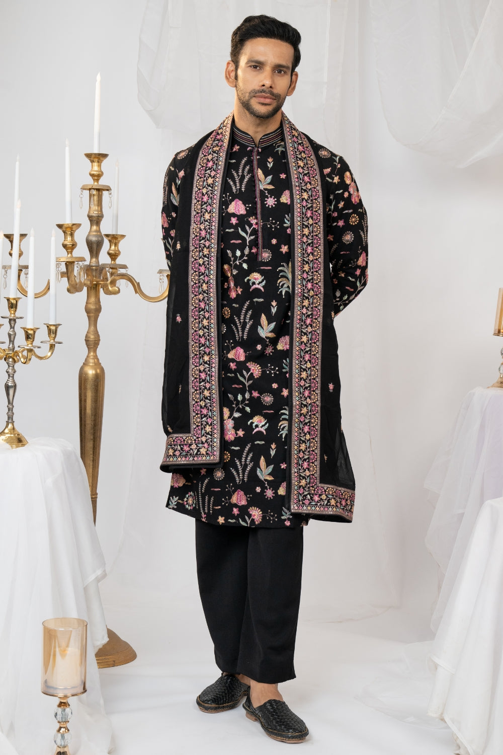 Georgette Kurta Set With Sequins And Resham Embroidery