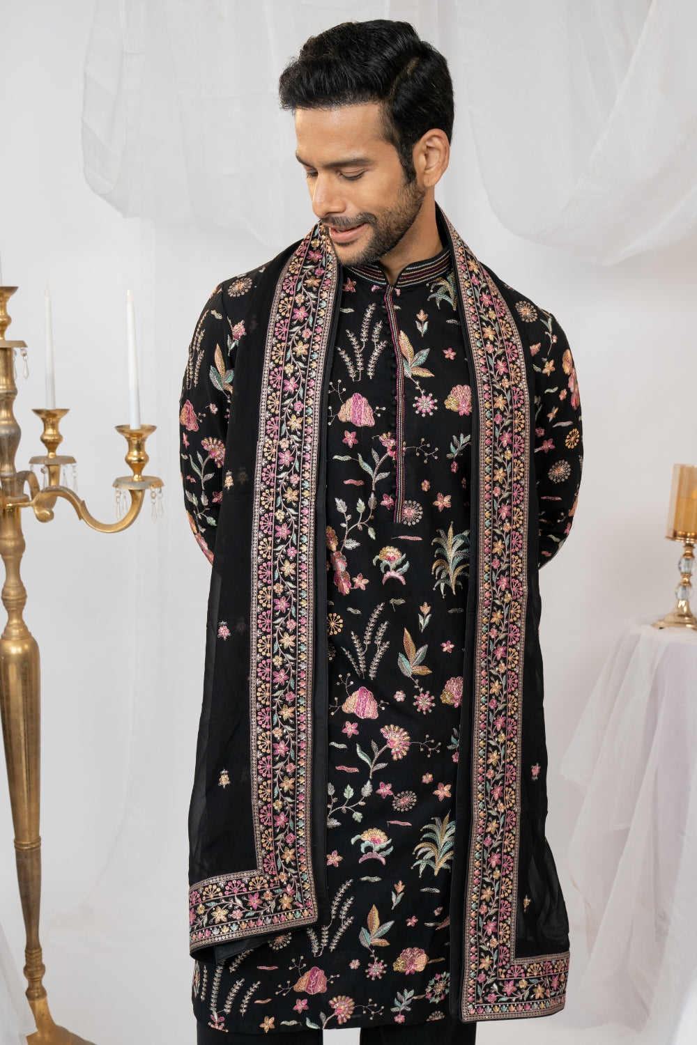 Georgette Kurta Set With Sequins And Resham Embroidery