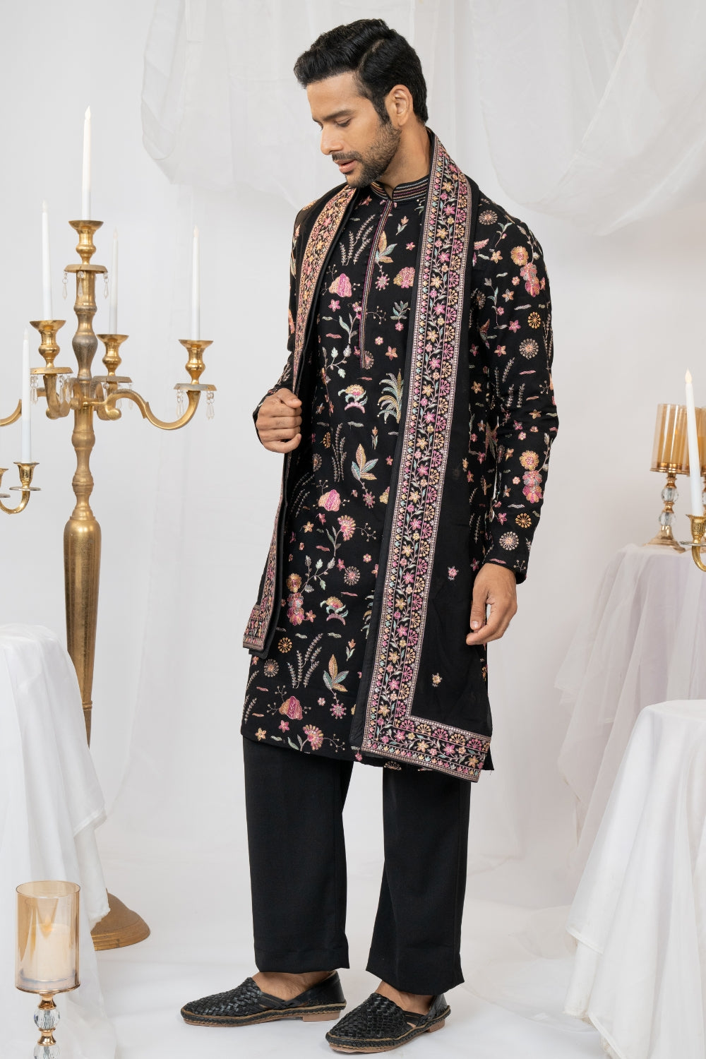 Georgette Kurta Set With Sequins And Resham Embroidery
