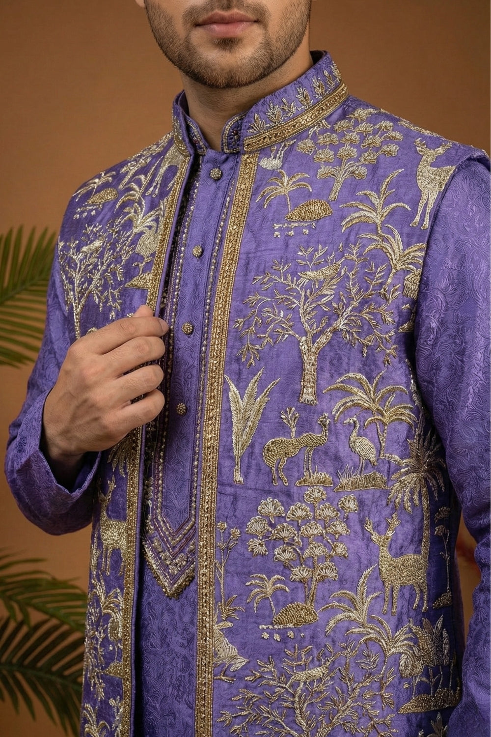 Georgette Kurta And Koti Set With Cutdana And Moti Work