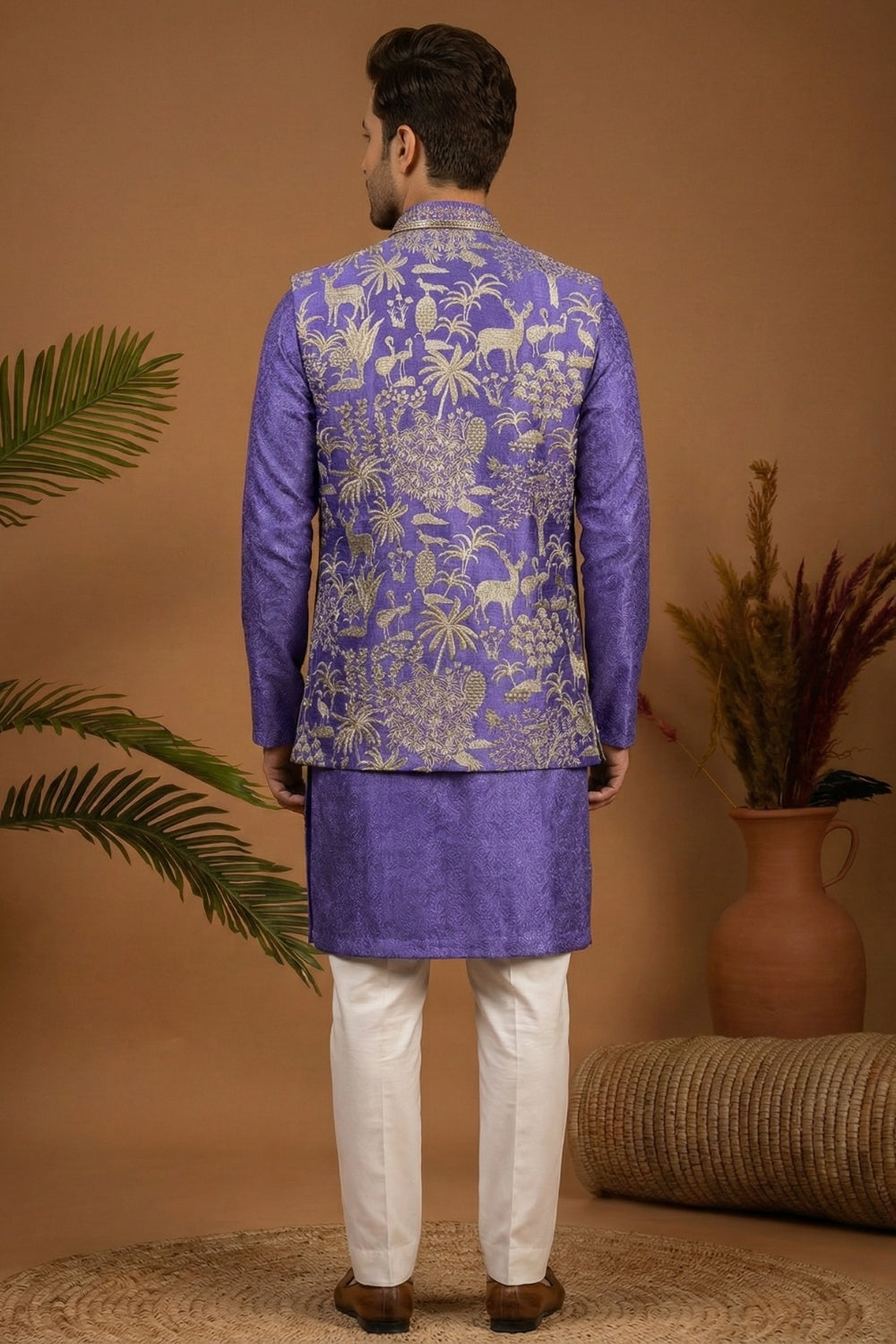 Georgette Kurta And Koti Set With Cutdana And Moti Work