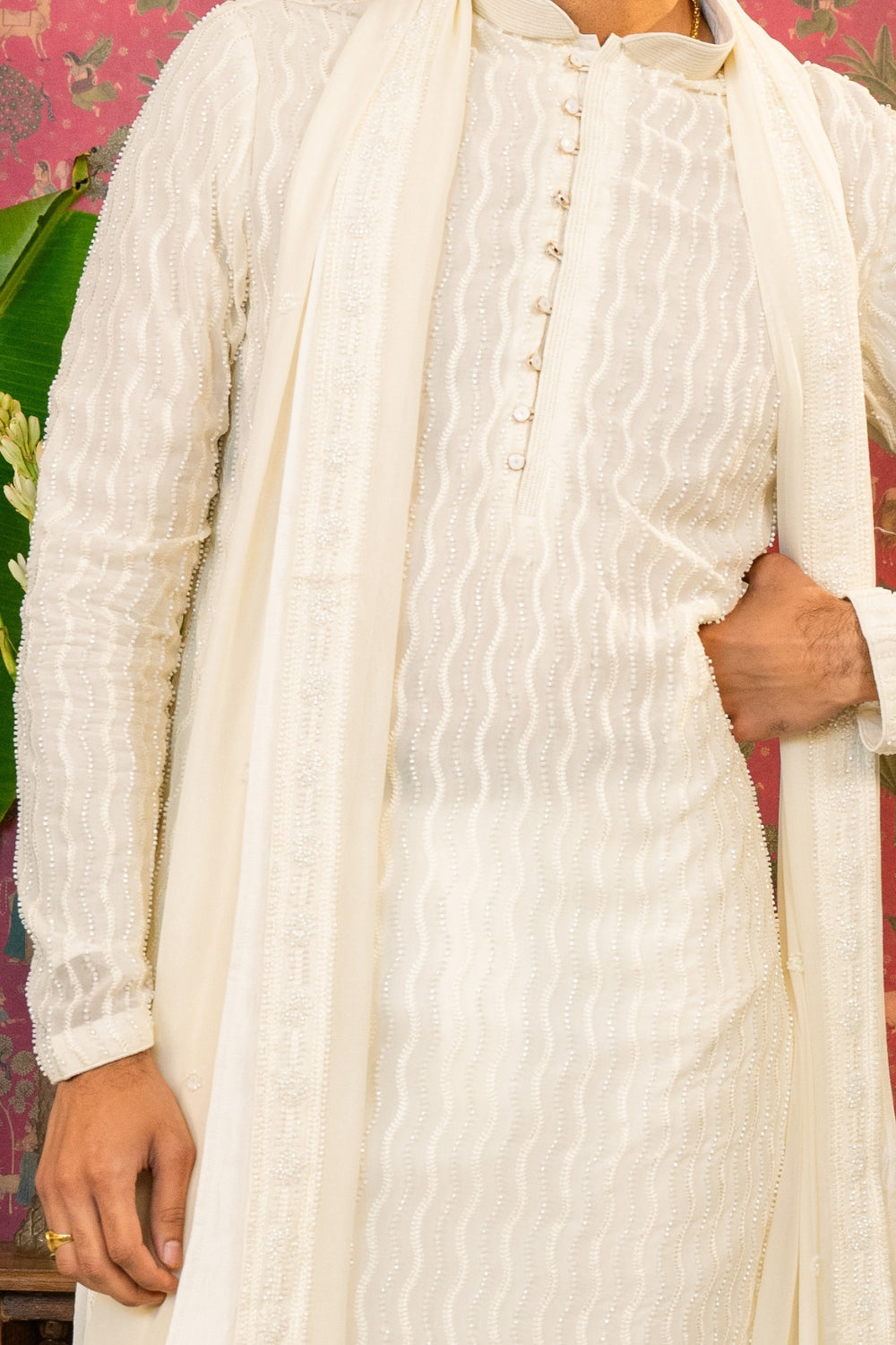 Georgette Kurta Set With Embroidery Work And Parallel Pants