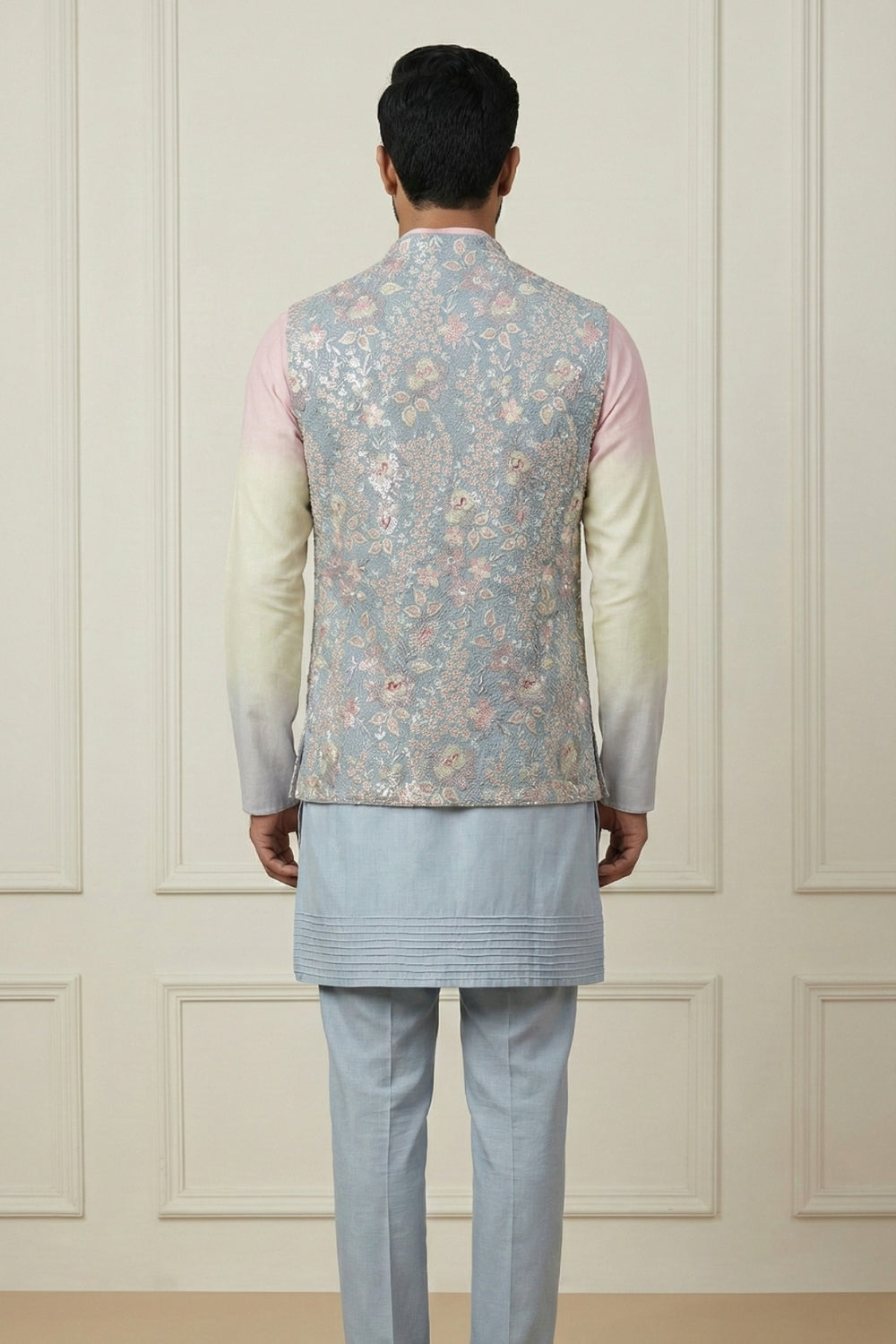 Multi Silk Koti Set With Resham Embroidery And Sequins Work