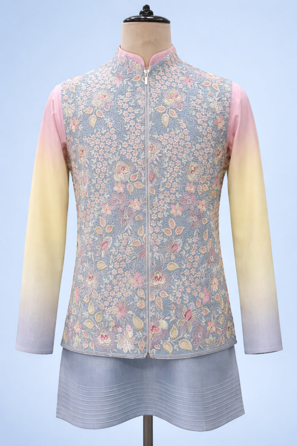 Multi Silk Koti Set With Resham Embroidery And Sequins Work