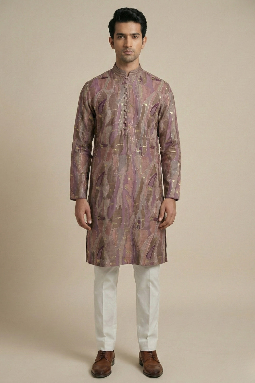 Multi Silk Kurta Set With Embroidery And Sequins Work