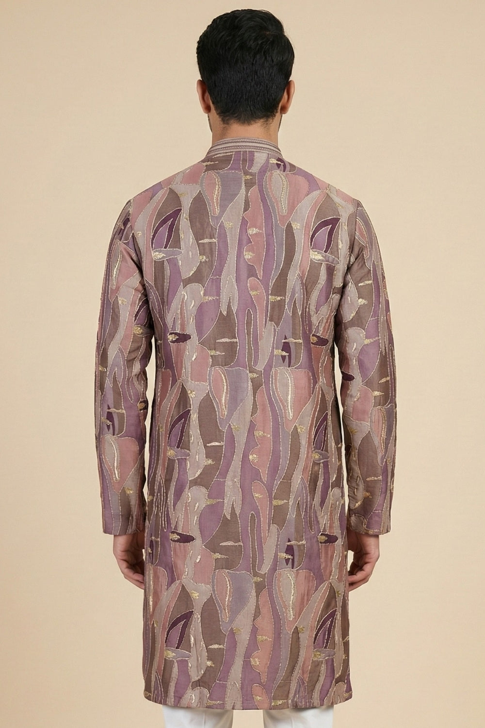 Multi Silk Kurta Set With Embroidery And Sequins Work