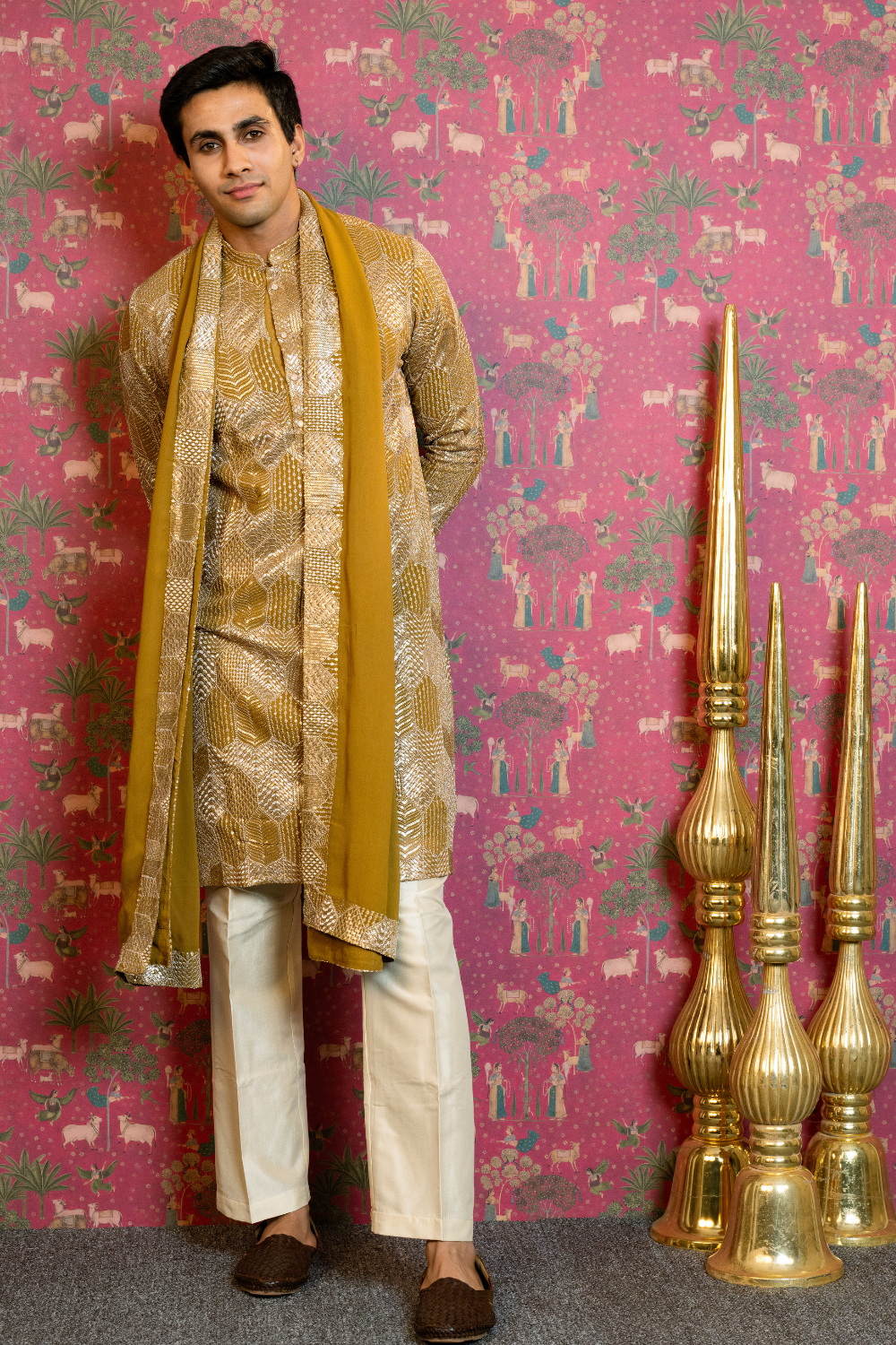 Georgette Kurta Set With Sequins And Zari Embroidery
