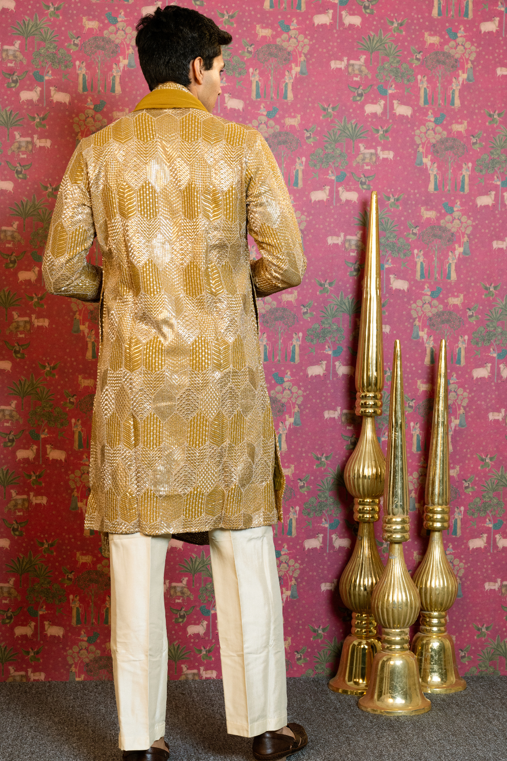 Georgette Kurta Set With Sequins And Zari Embroidery
