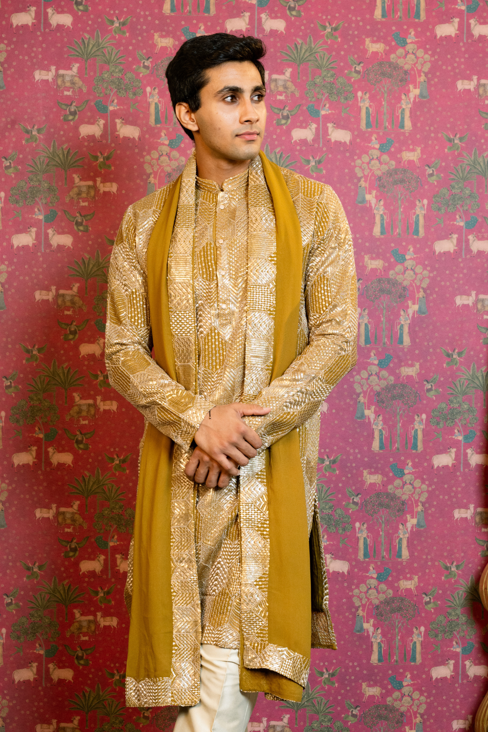 Georgette Kurta Set With Sequins And Zari Embroidery