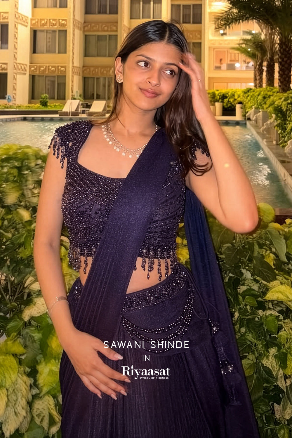Luxurious Purple Crush Lycra Pre-Draped Saree