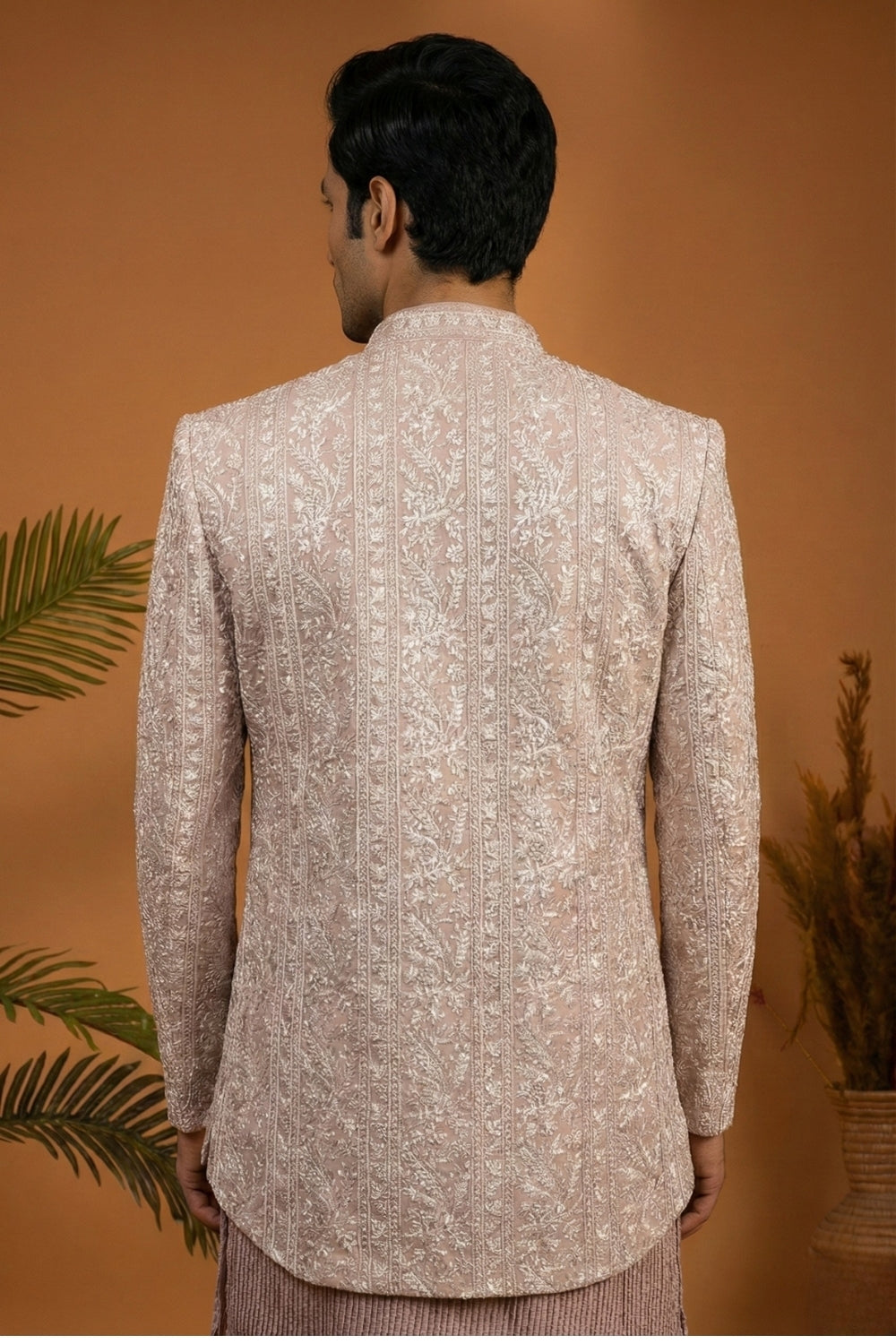 Onion Georgette Indo Western With Embroidery And Sequins Work