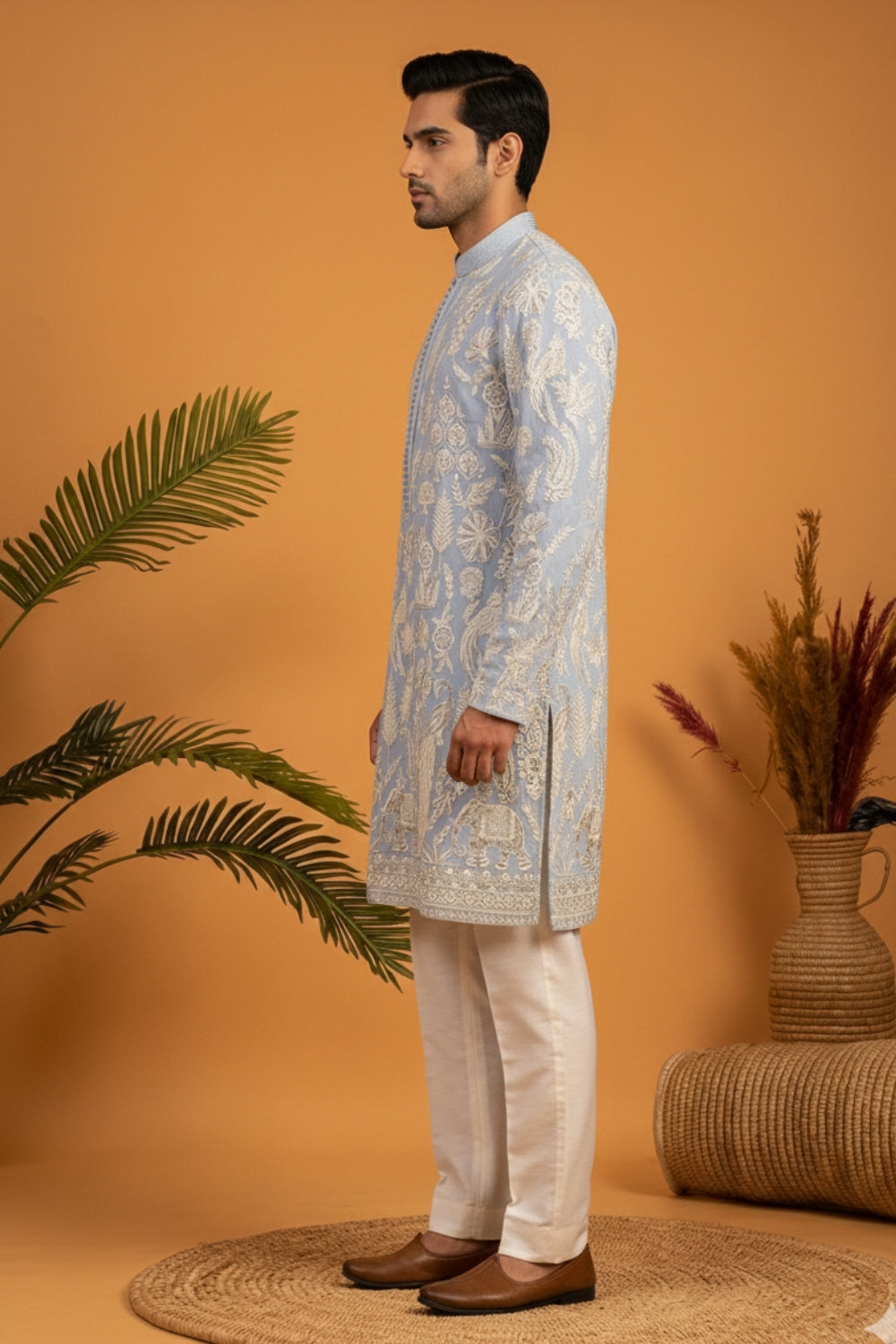 Georgette Kurta Set With Sequins Thread Work