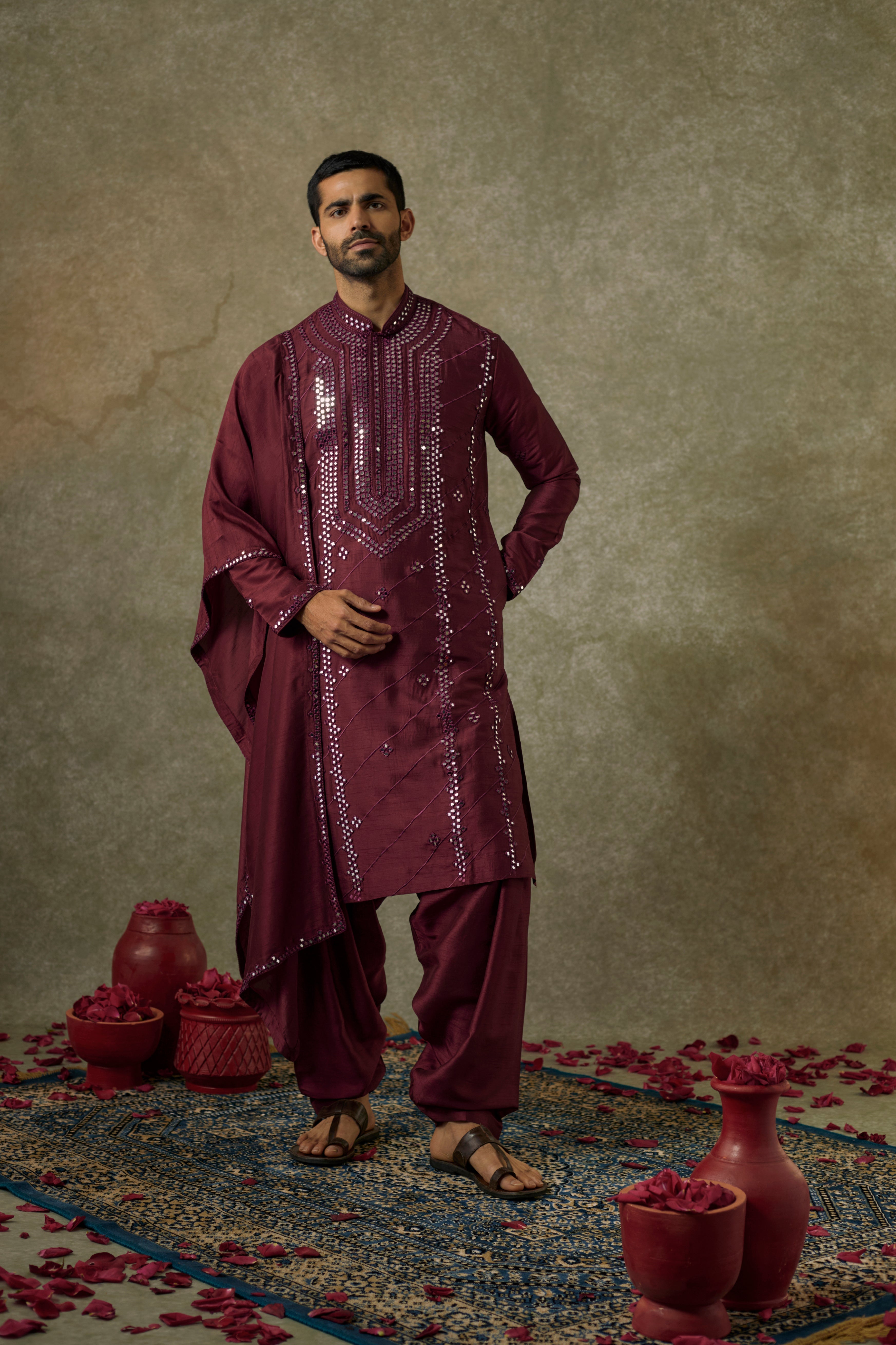 Art Silk Mirror Embroidered Patiala Suit Set