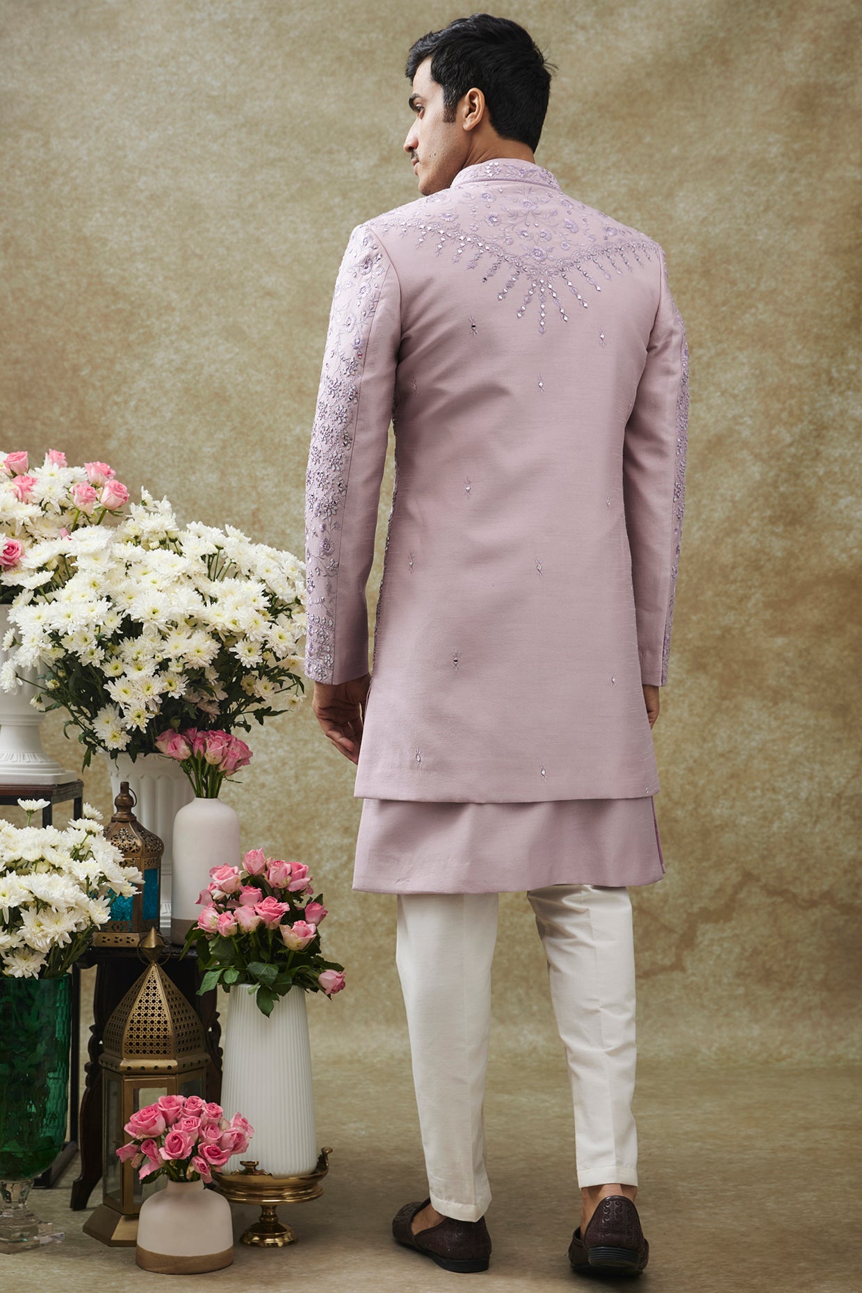 Orchid Purple Splendid Silk Open Indo Western Set