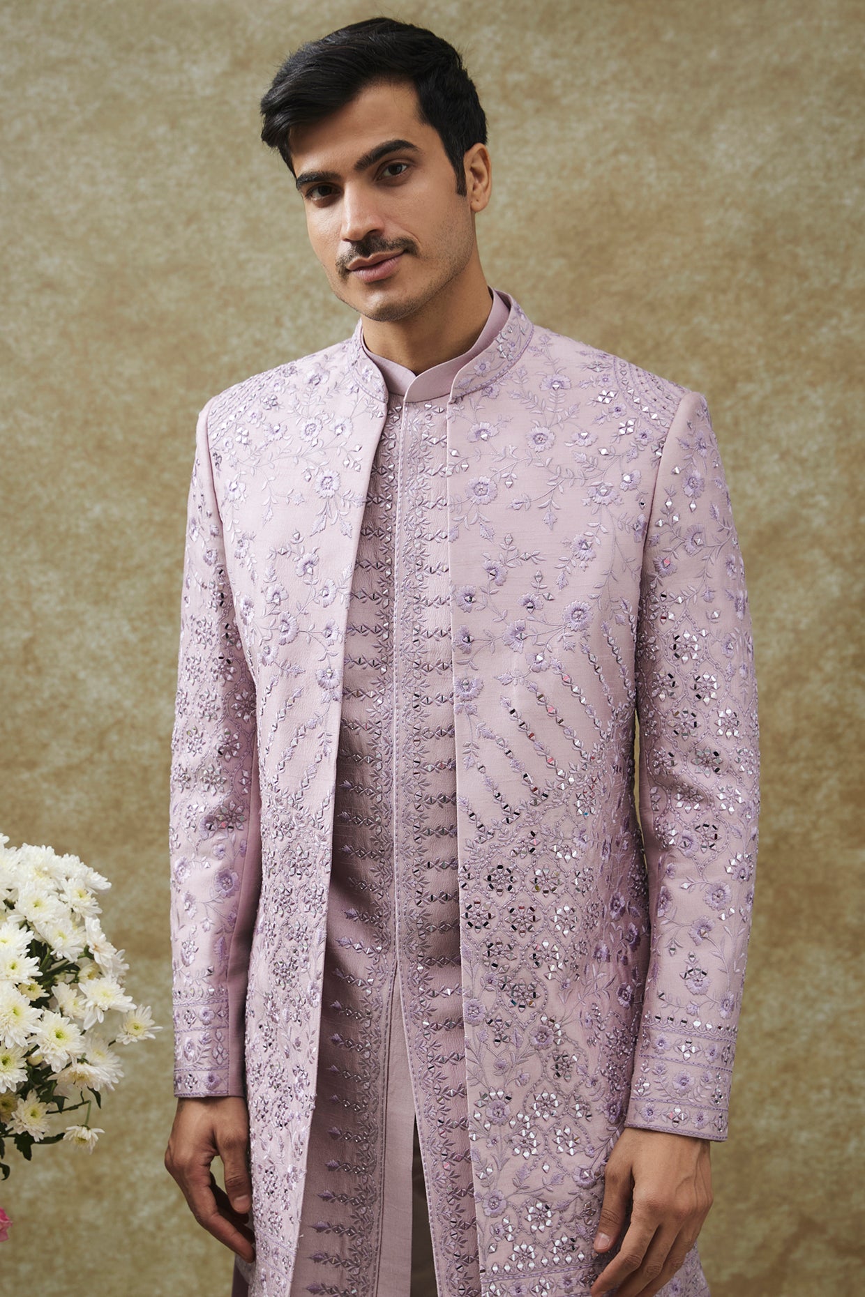 Orchid Purple Splendid Silk Open Indo Western Set