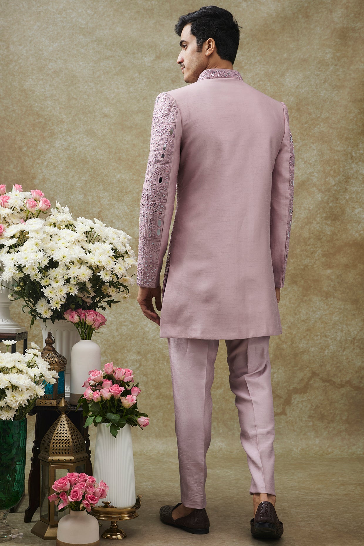 Purple Splendid Silk Open Indo Western Set