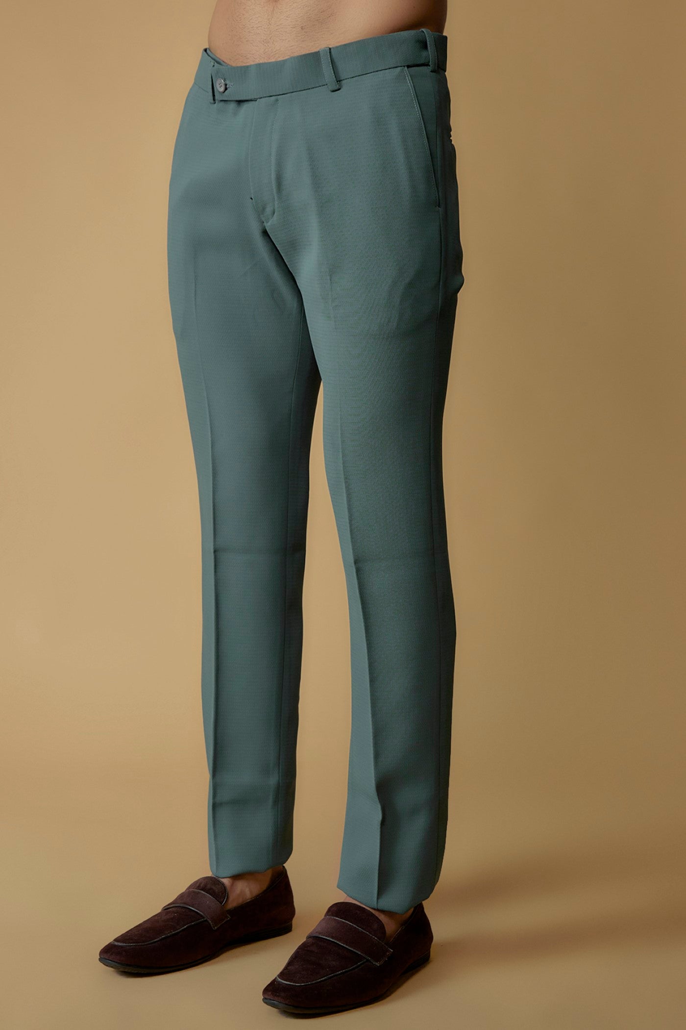 Teal Blue Japanese Suiting Fabric Bandhgala Set