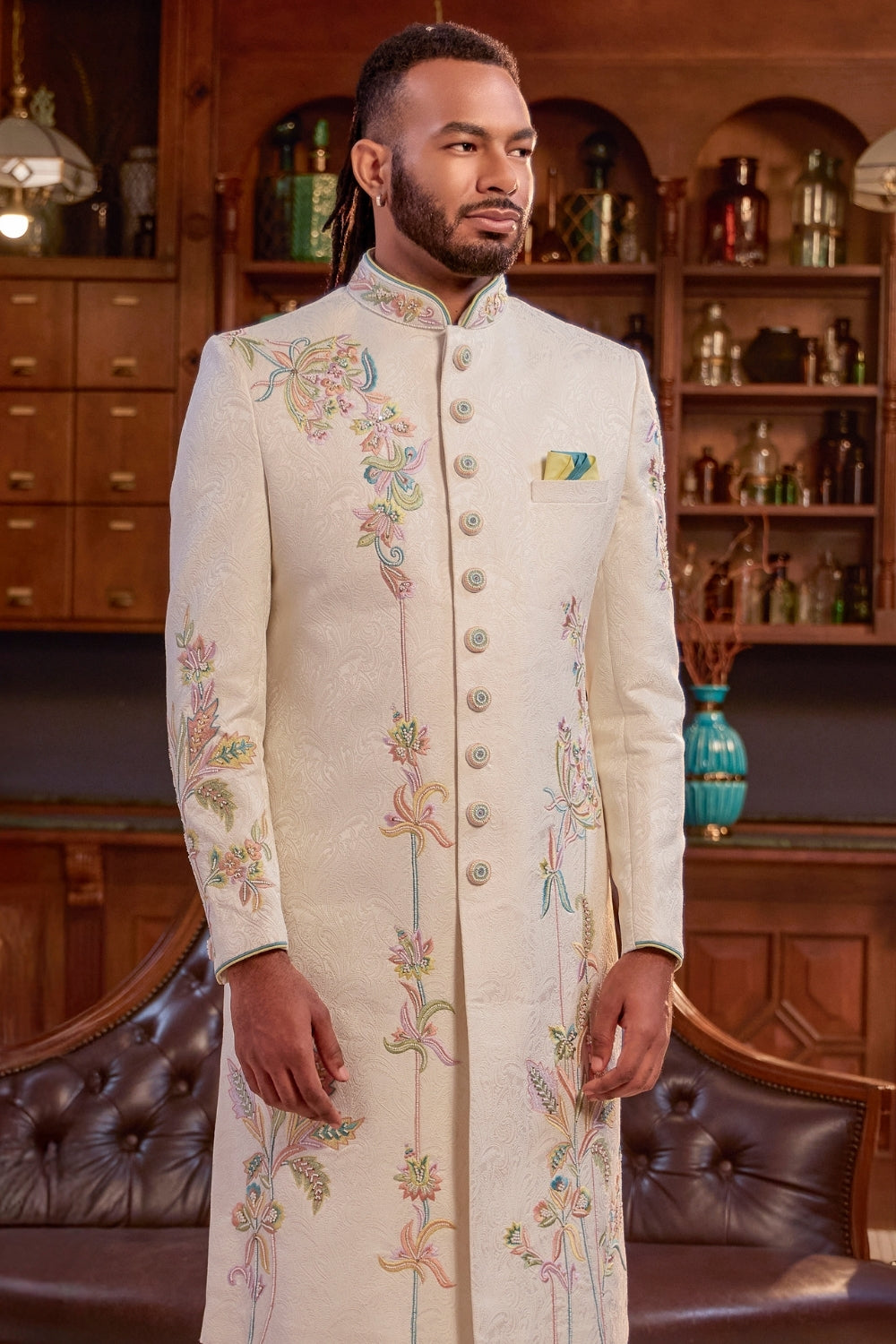 Rose Gold Silk Indo-Western with Resham Embroidery