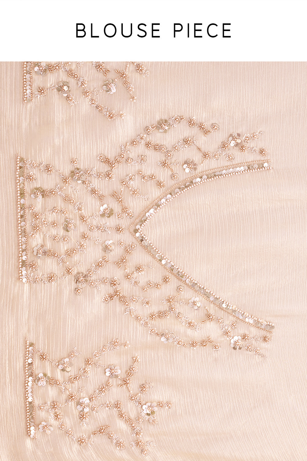 Light Gold Shimmer Crush Chiffon Saree with Cutdana Embroidery