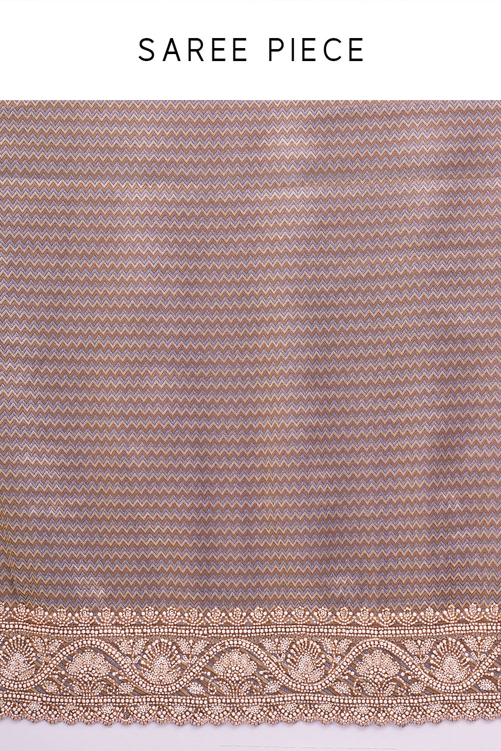 Metallic Purple Shimmer Zari Brocade Saree with Rose Gold Cutdana Embroidery and Unstitched Blouse