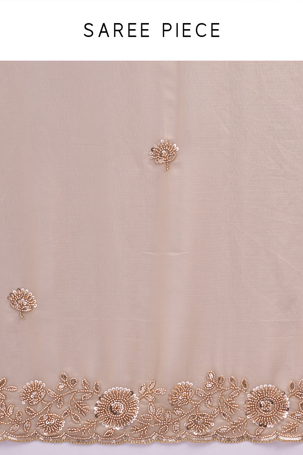 Grey Shimmer Crush Chiffon Saree with Cutdana Embroidery