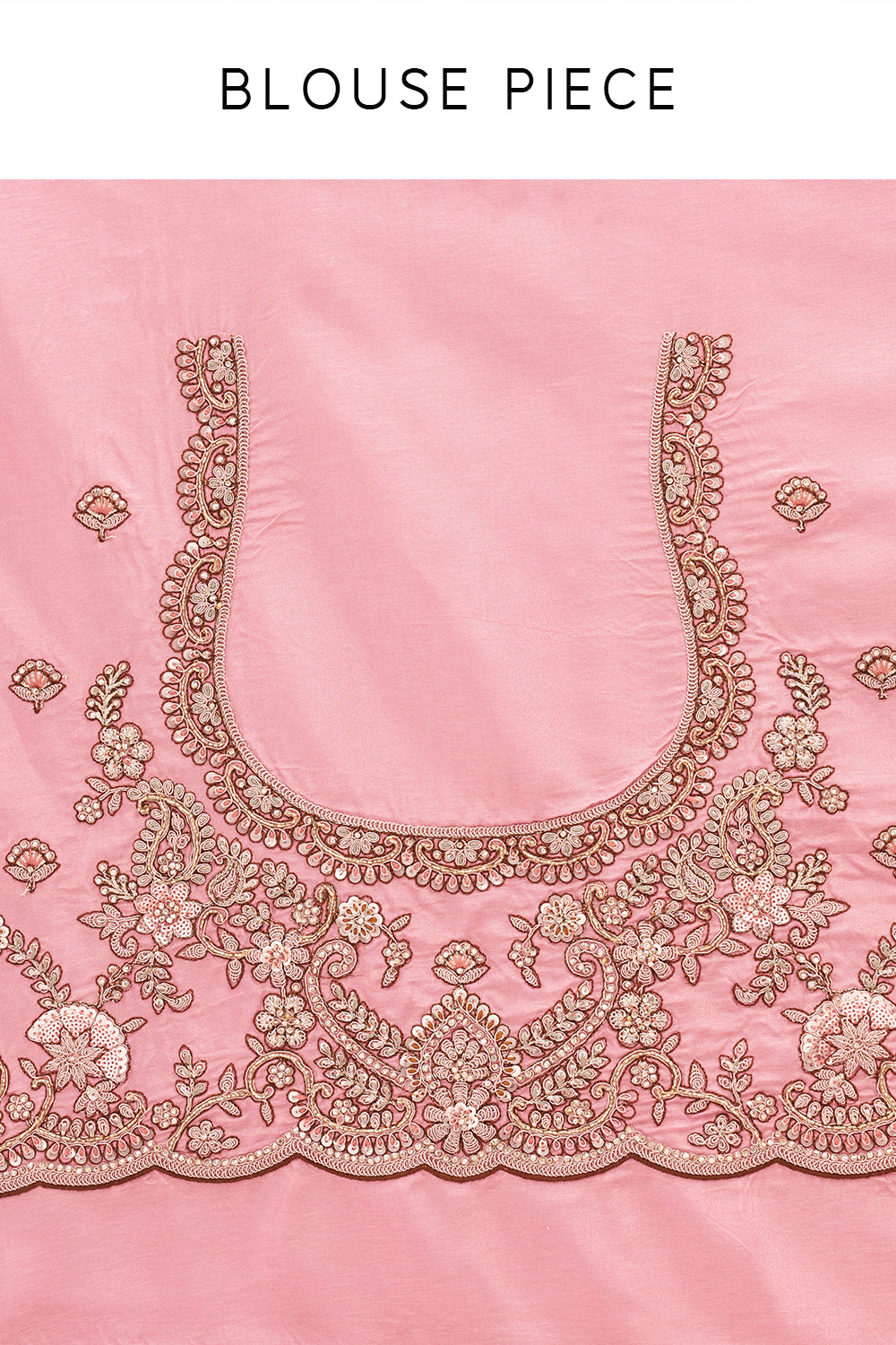 Blush Pink Saree in Shimmer Tissue with Resham, Pearl & Sequin Embroidery