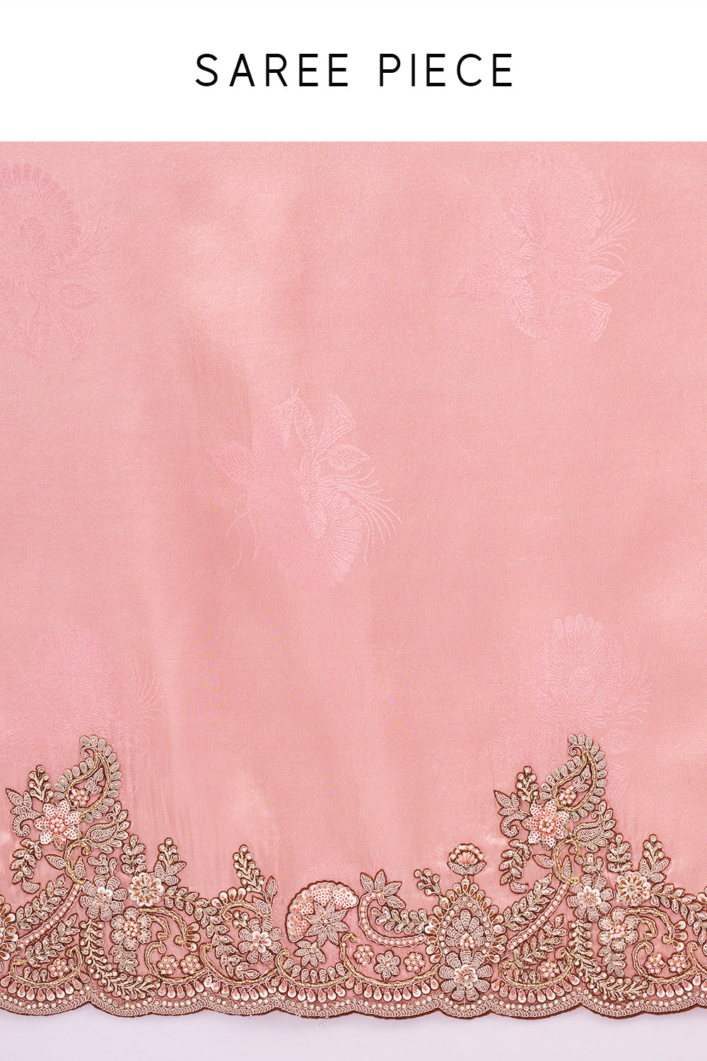 Blush Pink Saree in Shimmer Tissue with Resham, Pearl & Sequin Embroidery