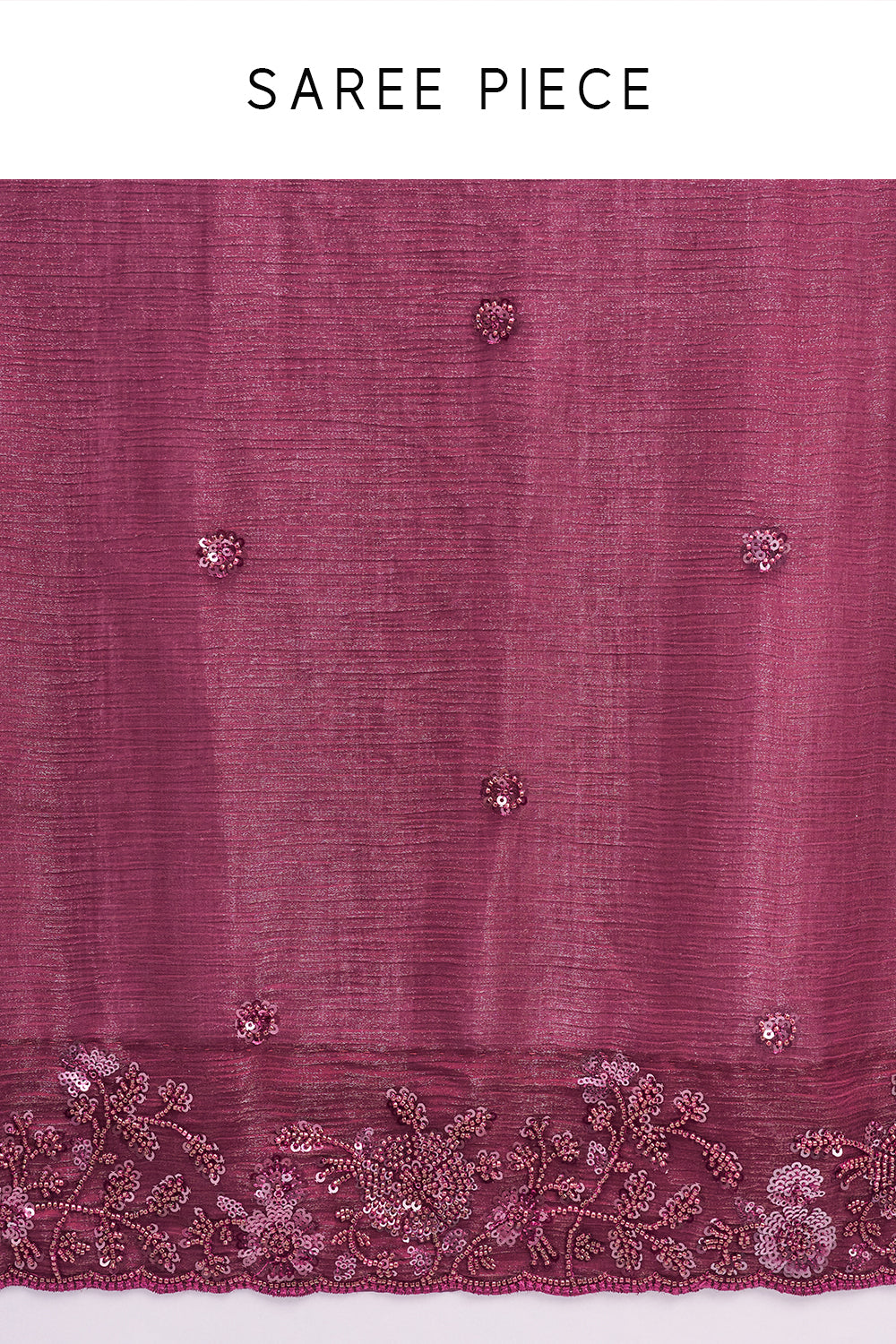 Deep Wine Saree in Crush Shimmer Jimmy choo with Sequin & Thread Embroidery