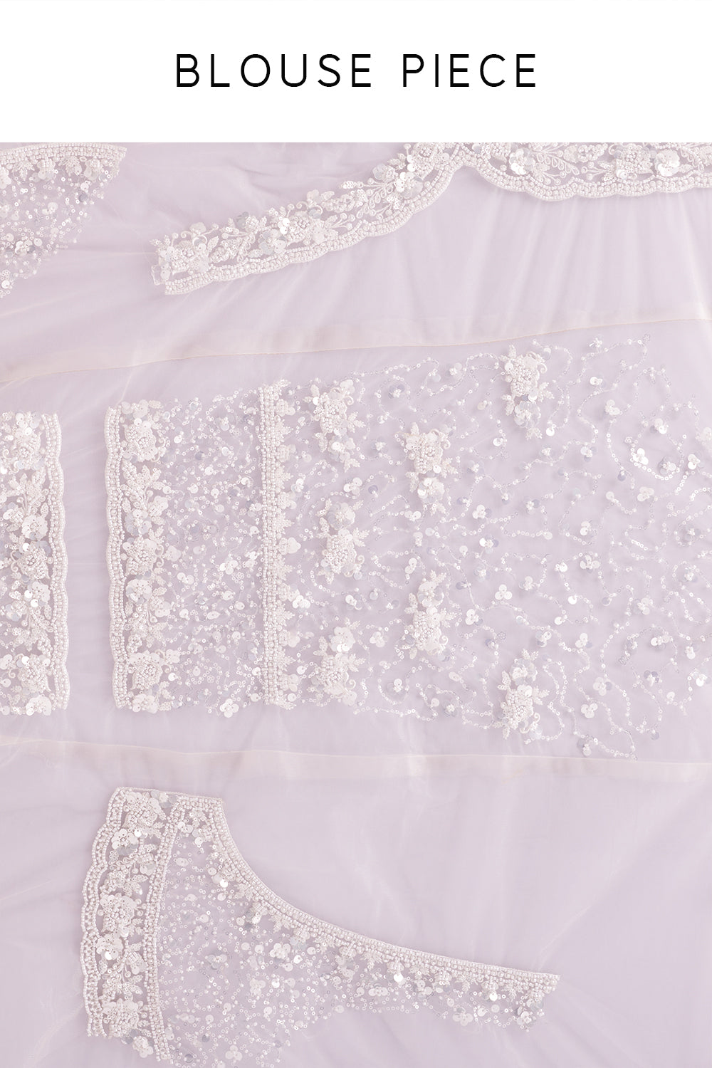 Off-White Net Saree with Cutdana & Sequin Embroidery