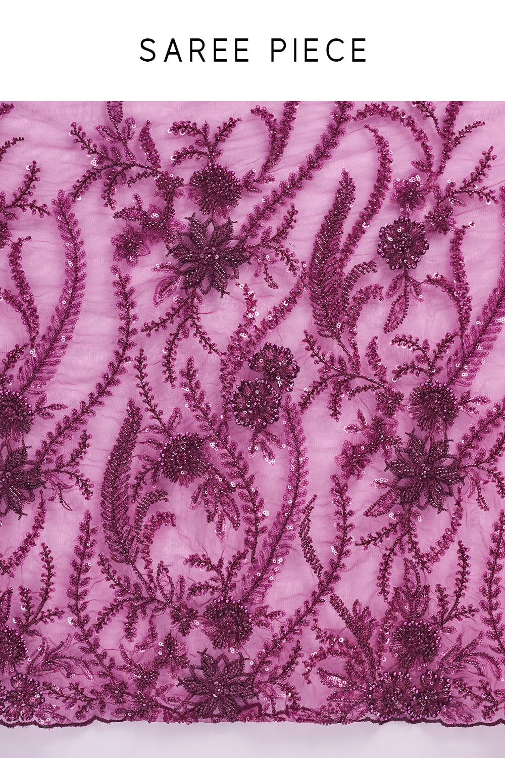 Wine Saree in Net with Sequin & Thread Embroidery