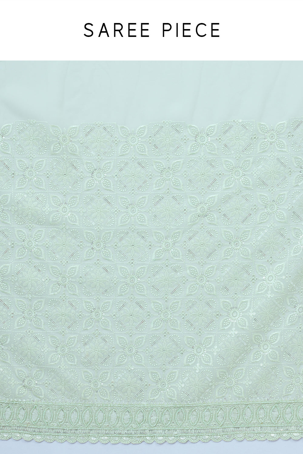 Mint Green Georgette Lucknowi Saree with Bead Work