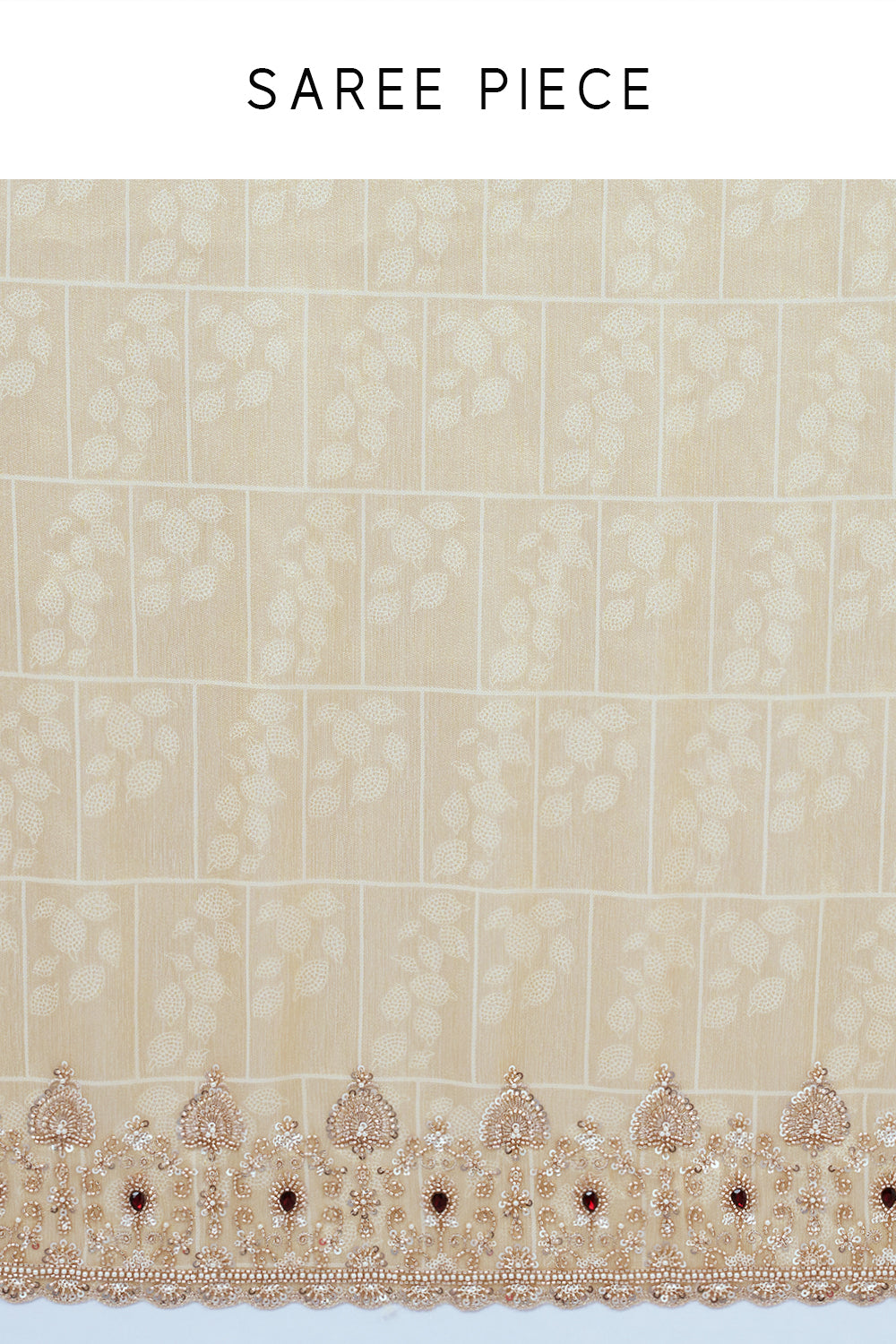 Cream Banarasi Silk Saree with Handwork