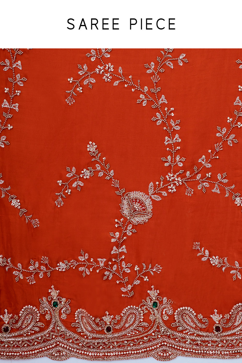Orange Art Silk Saree with Rhinestone Embellishments and Sequins Work